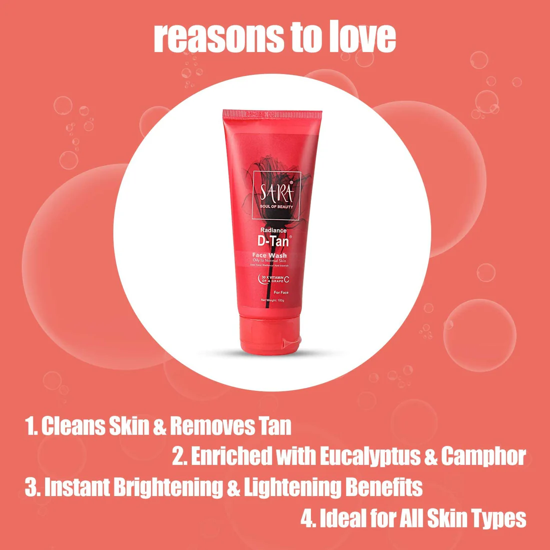 Sara Soul Of Beauty Radiance D Tan Face Wash All Skin Type 100g - Image 3