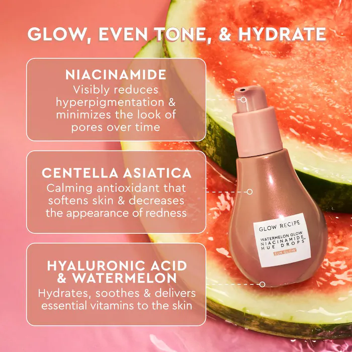 Glow Recipe – Watermelon Glow Niacinamide Hue Drops Sun Glow Serum (40mL) - Image 3